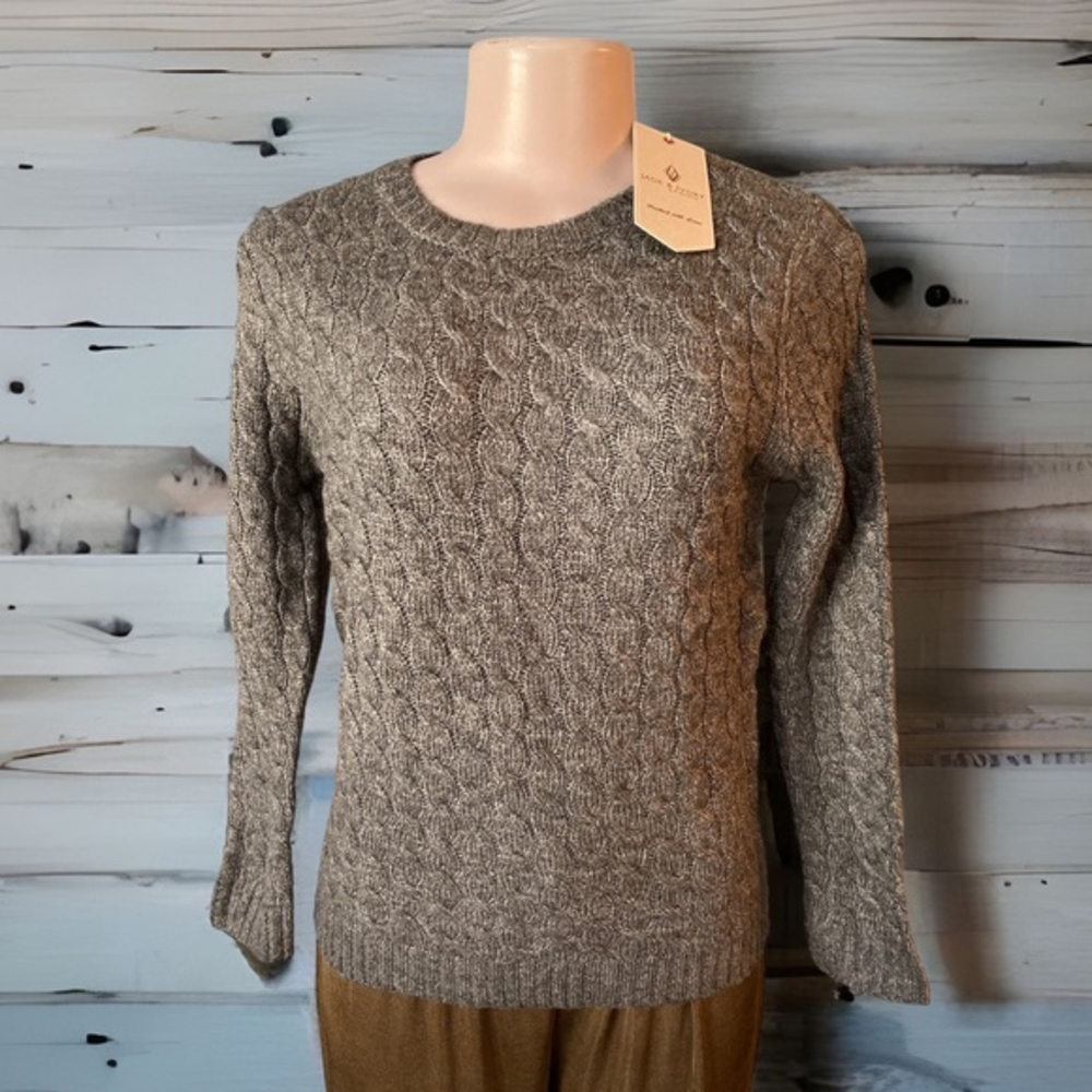 NWT‎ Jade & Ivory Gray cable knit pullover sweater S